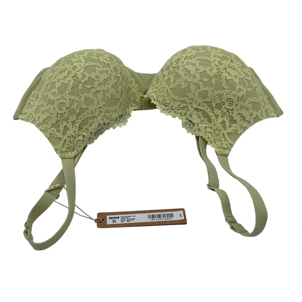 SKIMS Fits‎ Everybody Lace T-Shirt Bra Sage Multi Green 36DD BA-TSH-4668 NWT